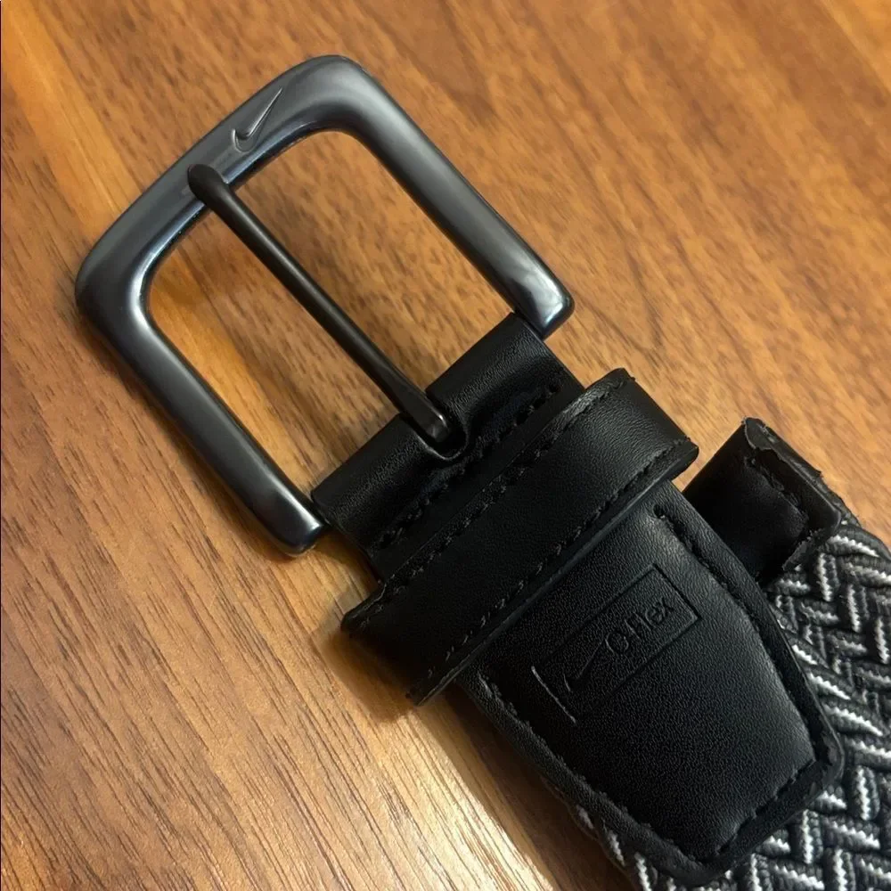 Nike G-Flex Braided Woven Belt Gray White Size Up to 45”